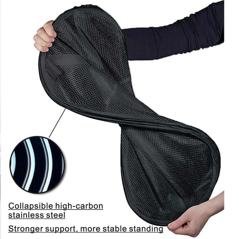 BATTOO Strong Mesh Pop Up Hampers for Laundry, Collapsible Laundry Baskets with Side Pocket Carry Handles for Laundry Room, Bathroom, Kids Room, College Dorm or Travel Black - Image 3